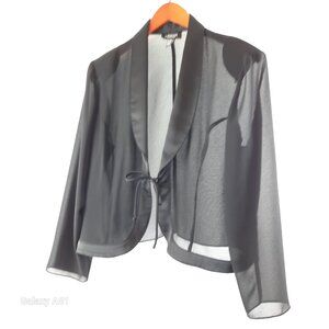 Plus Size 16  Lindor Petite Sheer Blk Tuxedo Elegantt Evening Dinner Cardigan